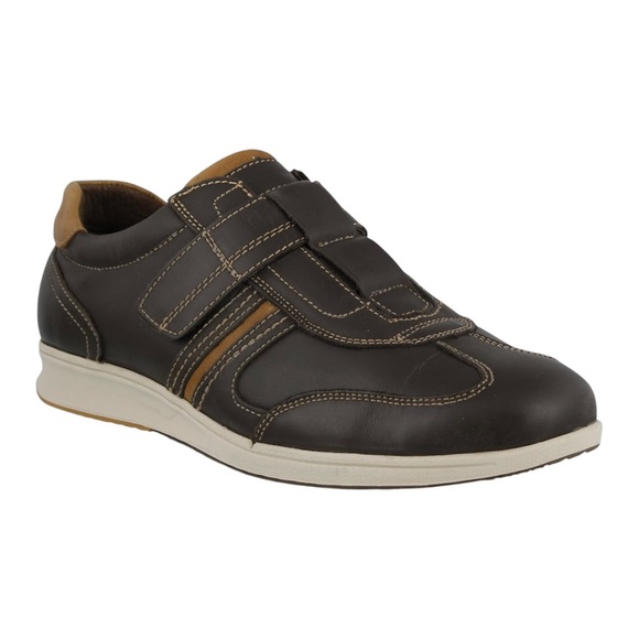 New Spring Step Draco Dark Brown Leather Velcro Strap Loafers Size 44 US 10.5-11 - Picture 1 of 11